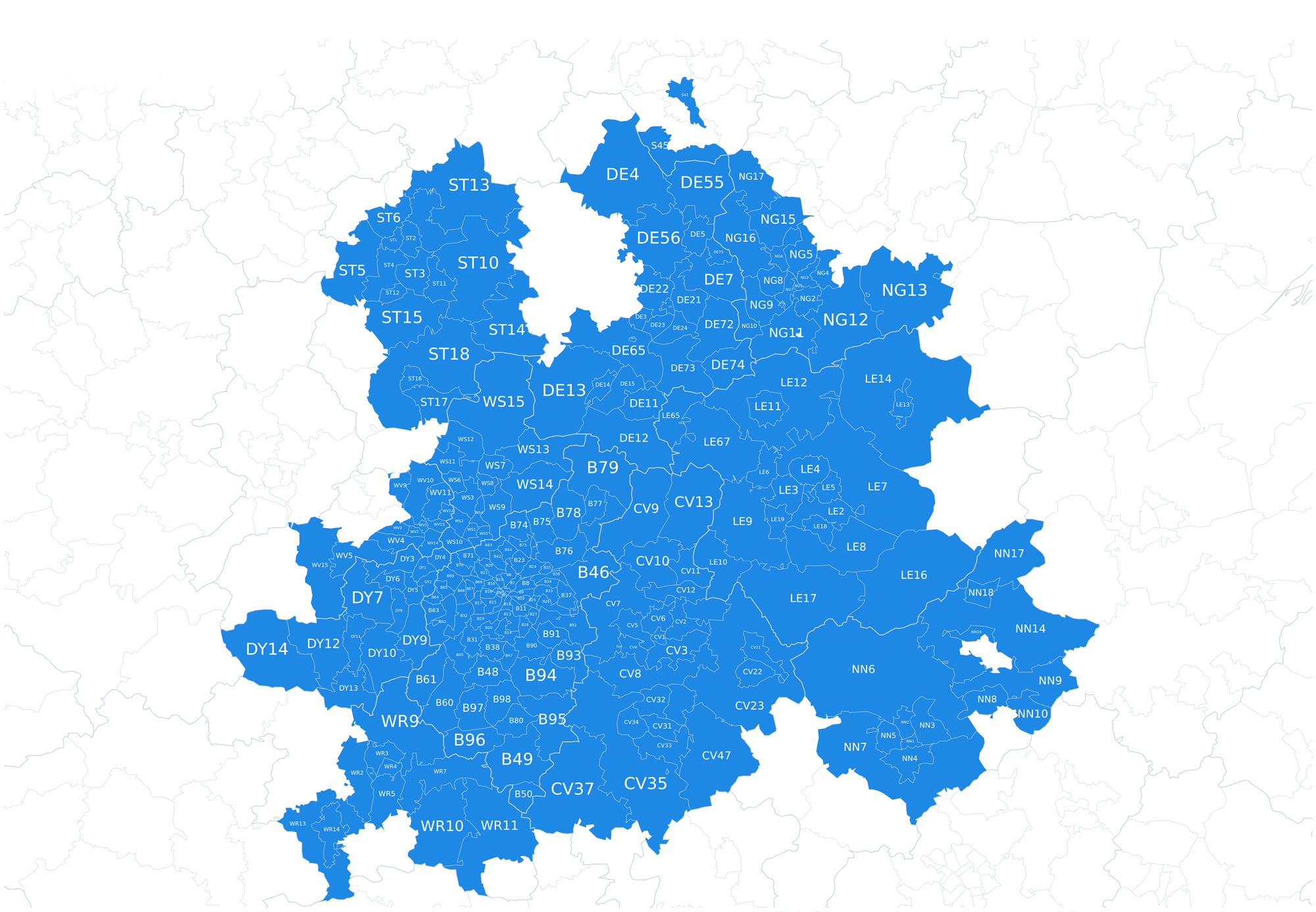 East Midlands collection areas