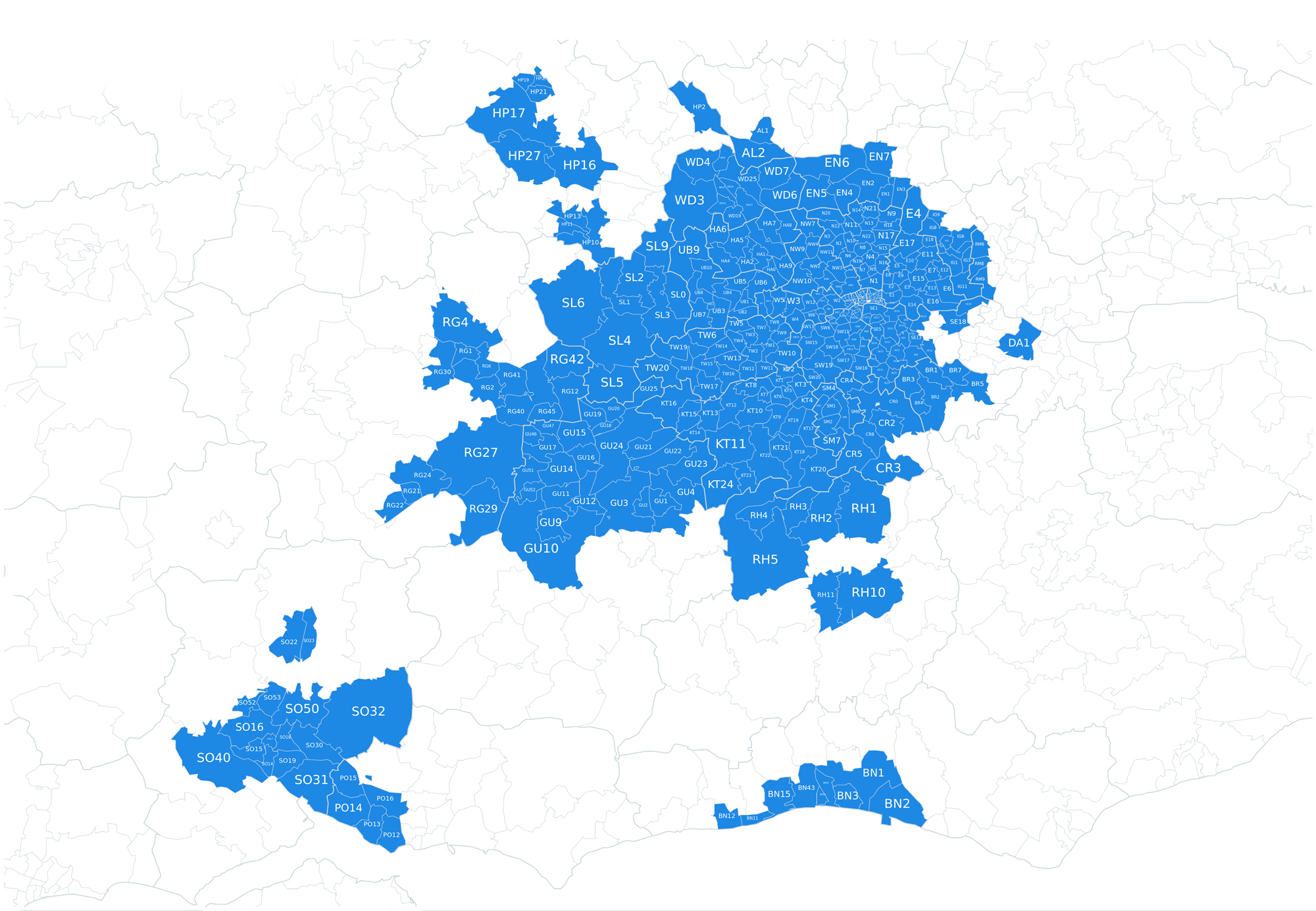 South East collection areas